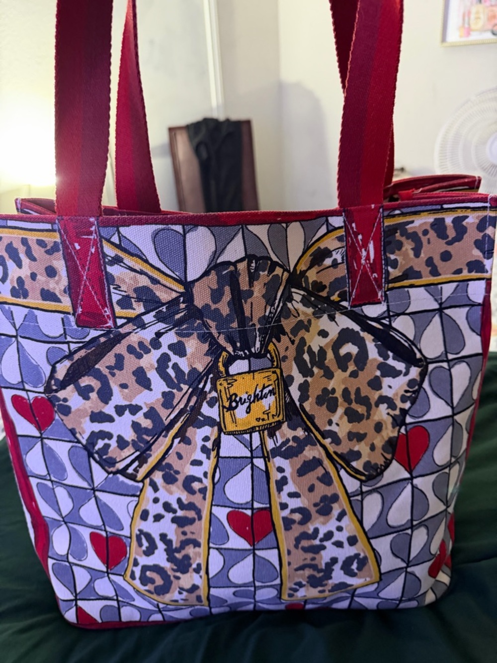 Brighton Red Tote with Leopard Bow Print